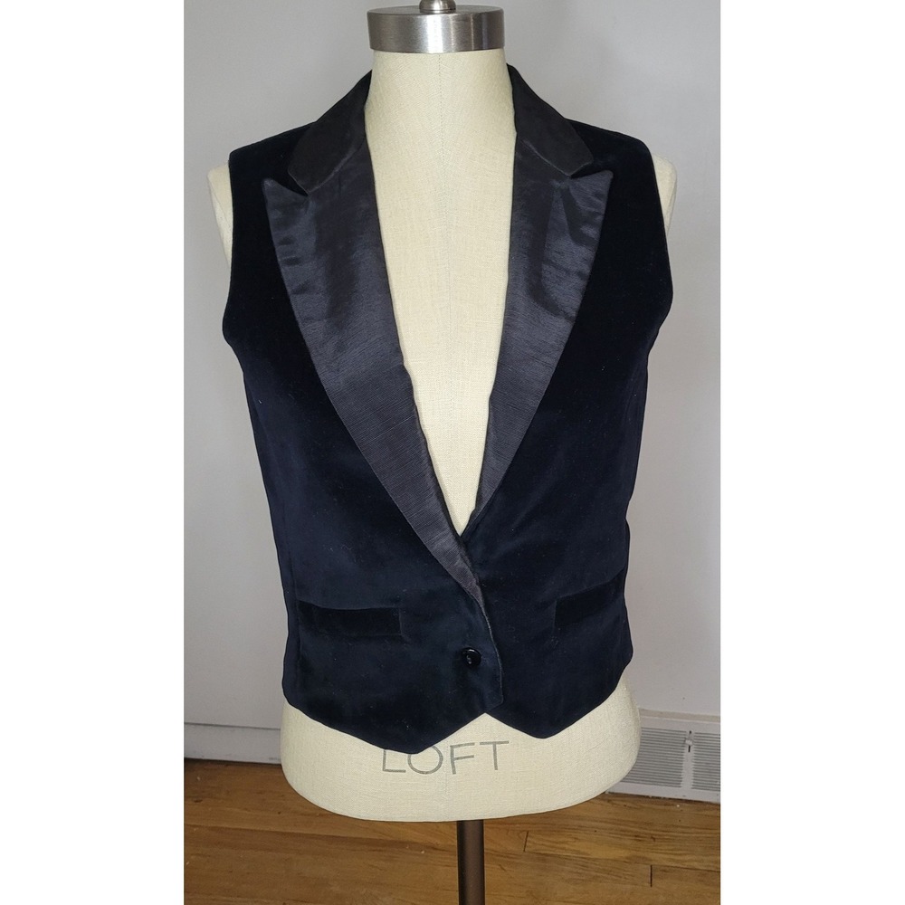 VTG Y2K‎ Black Velvet/Satin Vest Festival Whimsigoth Regency Steampunk Size 9